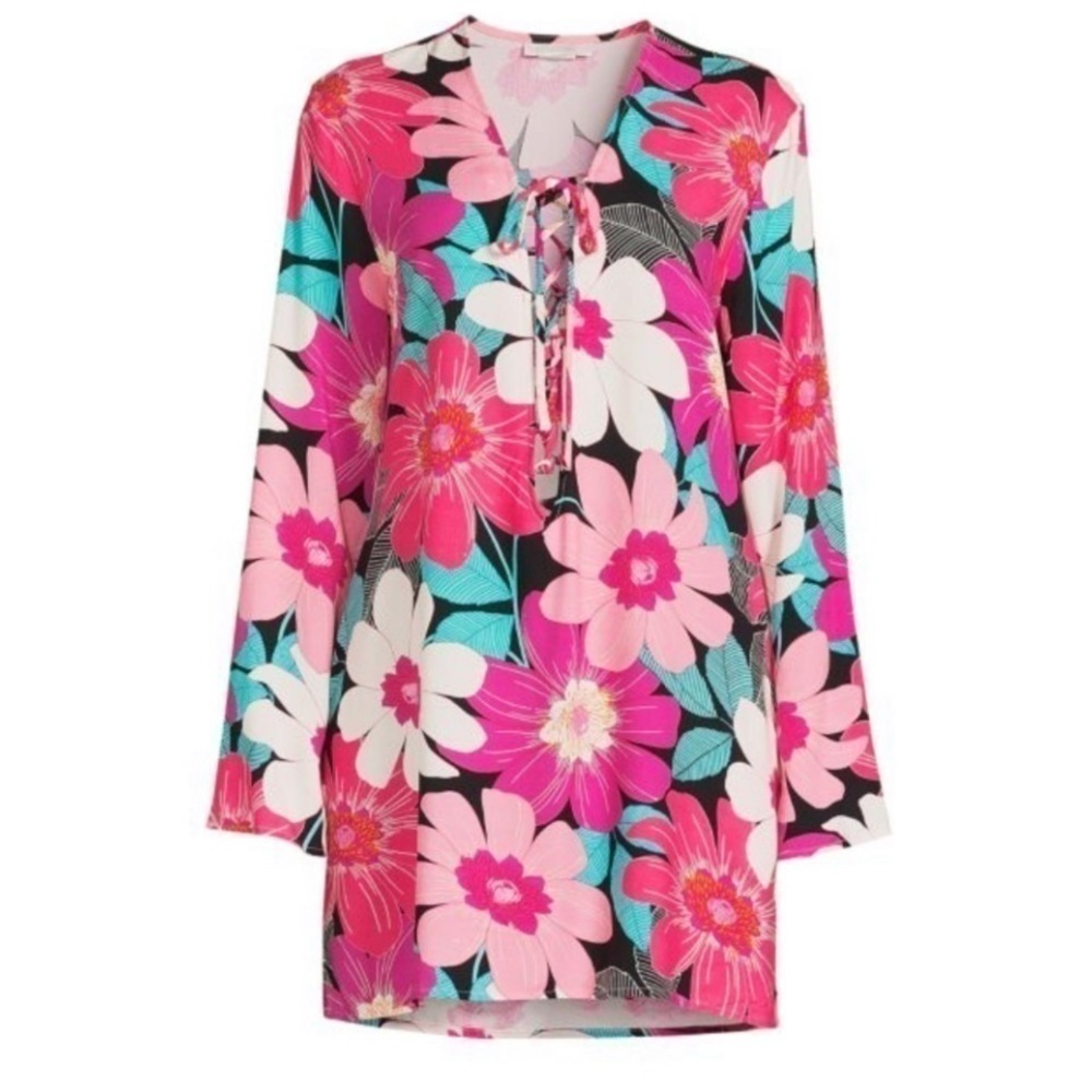 La Blanca in full bloom Lace Up Tunic Coverup swim - Picture 2 of 7
